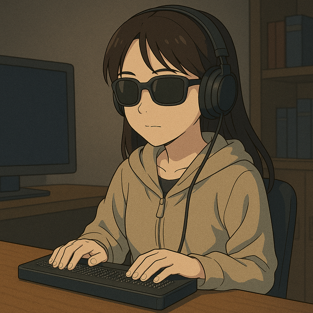 A woman is struggling to see content on her laptop due to glare. A site with high contrast text and images makes it easy to read even with glare.
